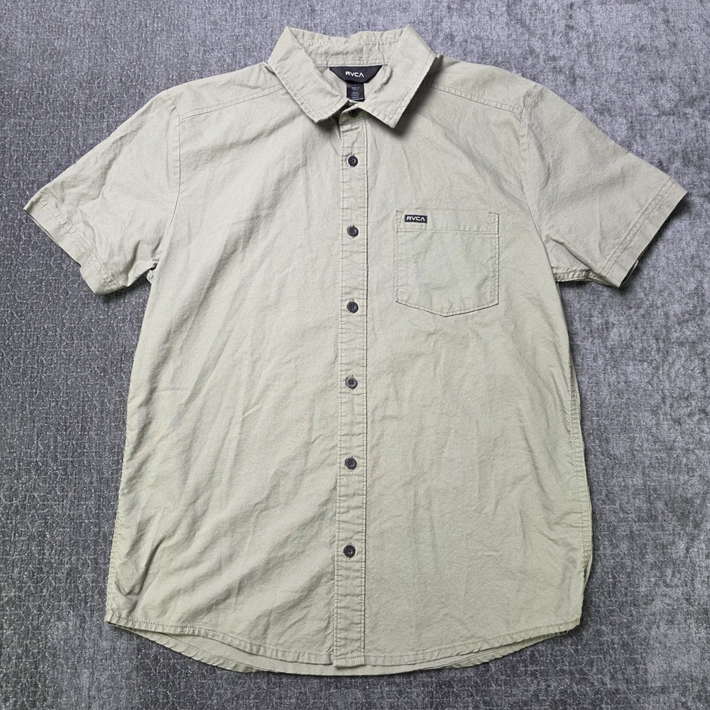 RVCA Button Up Shirt Mens Small Green Cotton Skater Hip Hop Street S